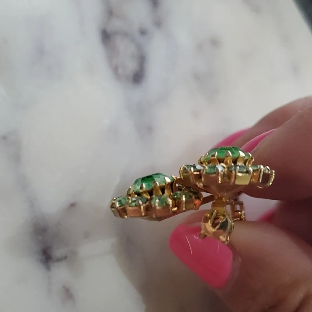 Vintage Green and Gold Floral Bouquet Brooch
